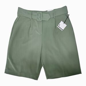 Jules & Leopold Size L/G-XL Womens Short Bermuda Green Belted Sage Stretch